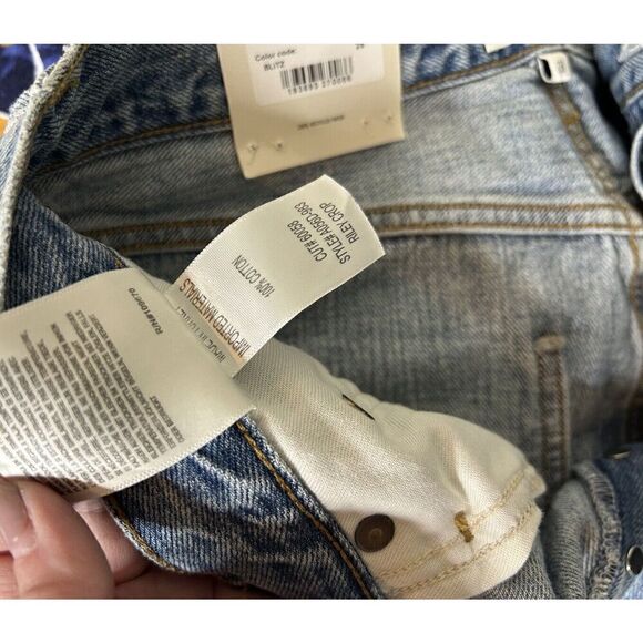 Agolde Riley High Rise Straight Crop Jeans Sz 28 Button Fly Light Blue Denim NWT - Picture 8 of 10